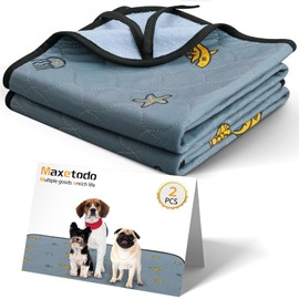 Maxetodo Reusable Washable Pee Pads for Dogs with 2 Straps,2 Pack Puppy Pads 31x36 Super Absorbent,Waterproof,Non-Slip Training Pads with Shark Print for Puppies,Incontinent Dogs,and Breeding Dogs