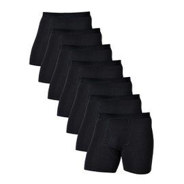Comfneat Men's 7-Pack Boxer Briefs Super Stretchy Cotton Spandex Comfy Underwear (Black Pack-7, XL)