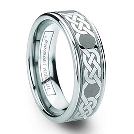True Tungsten Ireland Laser Etched Infinity Woven Celtic Knot Irish Ring Titanium Wedding Band - 6mm - 8mm