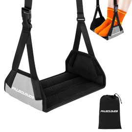 Foot Hammock for Plane Travel, No Collapse Thickened Bamboo Airplane Foot Rest for Long Flight, Desk Foot Hammock with Extended Adjustment Strap to Relax Your Feet, Foot Sling Travel Essentials