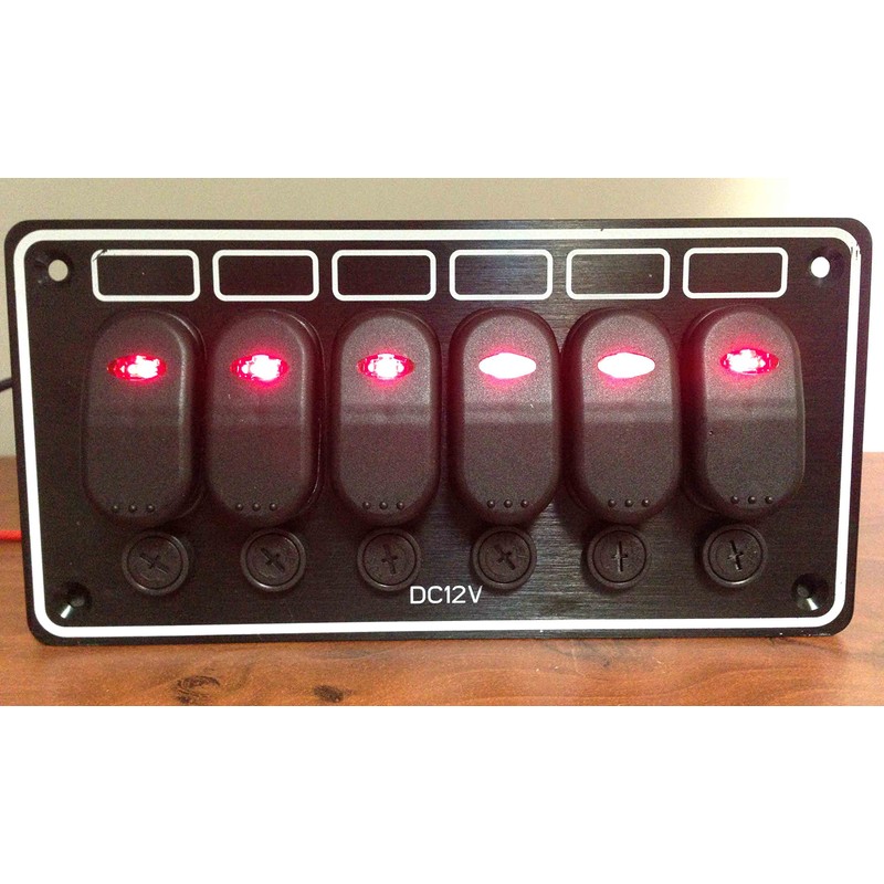 Marine Boat 6 Gang Waterproof Horizontal Switch Panel Aluminum Plate