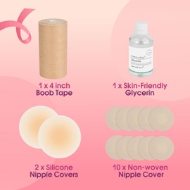 SAWENO Boob Tape Kit -Invisible Boobtape for Women Large Breast Lift with Breathable Bra Tape, Covers, Petals and Glycerin