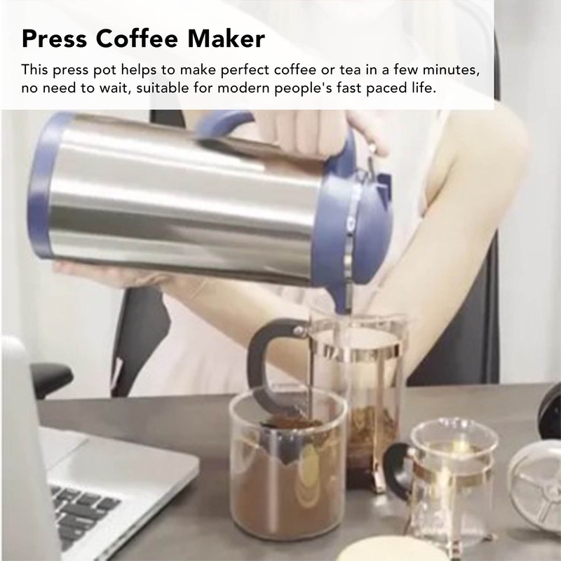 Glass Press Pot 600ml Transparent Stainless Steel Filter Heat Resistant