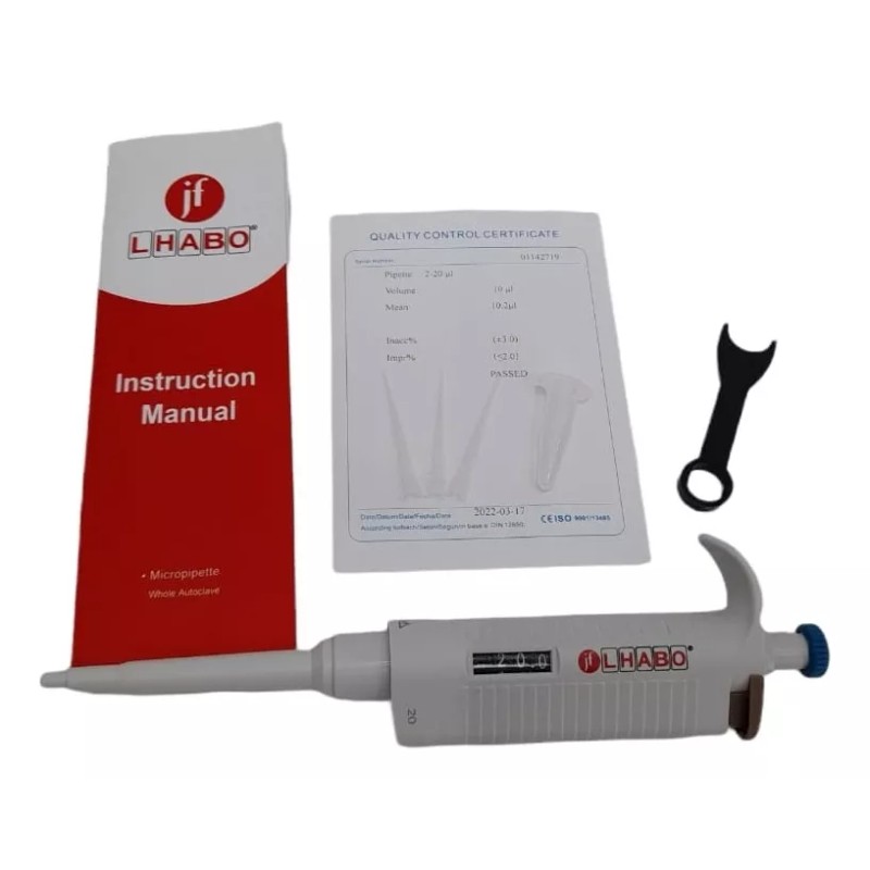 Jf Lhabo Micropipeta 2-20ul + Puntas Esteriles 200ul Jf Lhabo