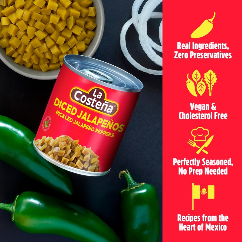 La Costeña Diced Jalapeno Peppers - Pickled Jalapenos - Jalapeño
