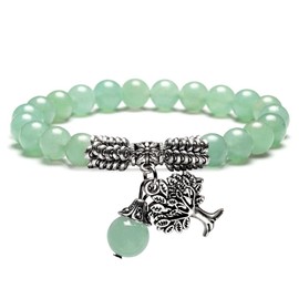 JSDDE Natural Gemstone Life Tree Stretch Bracelet, Reiki Healing Crystal Beads Bracelet Jewelry (Green Aventurine)