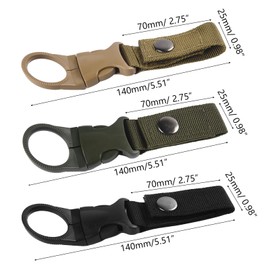 6 Pieces Outdoor Bottle Holder Belt, Water Bottle Holder Clip, Water Bottle Ring Holder, Key Chain Belt, Nylon Webbing for Tactical Camping Hiking Outdoors (Black & Khaki)