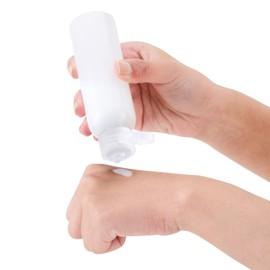 LISAPACK - Botellas de viaje de 3.4 onzas con tapa abatible (5 piezas) contenedor dispensador aspiradora para cosméticos de tamaño de viaje (100 ml, tapa transparente)