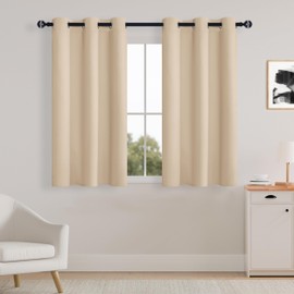 Hiasan Blackout Curtains 2 Panels for Bedroom, Thermal Insulated Noise Reducing Privacy Protection Grommet Window Curtains, 38 x 54 Inches Long, Beige