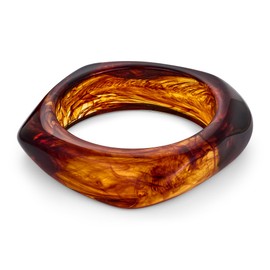 HUAYUNFANG Tortoiseshell Resin Bangle Bracelet for Women Chunky Acrylic Translucet Bracelet Vintage Acetate Mottled Resin Bangle Jewelry
