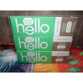 hello (3) Hello Super Fresh Natural Spearmint Toothpaste, Fluoride Free 4.7 oz.each