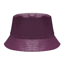 ZLYC Unisex Winter Waterproof Bucket Hat PU Leather Rain Hat Fashion Warm Fishing Hat(Dark Royal Purple),One Size