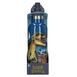 Depesche 13400 Dino World Galaxy Water Bottle in Dark Blue with Dinosaur Motif Stainless Steel Capacity Approx. 500 ml