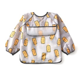 SJBAUTYO Baby Bib with Long Sleeves, Feeding Bib for Babies with Pocket, Waterproof Children's Bib, Washable, for Food, Art, Craft, Painting, Painting, Playing from 6 Months to 12 Months, khaki