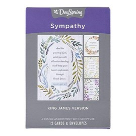 DaySpring - Sympathy - King James Version - 4 Design Assortment With Scripture - 12 Sympathy Boxed Cards and Envelopes (60938)