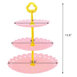 Set of 2 Pieces 3 Tier Dessert Stand Fruit Plate Cupcake Plastic White Cup Cakes Desserts Fruits Candy Buffet Serving Tray (White Round 5pcs)