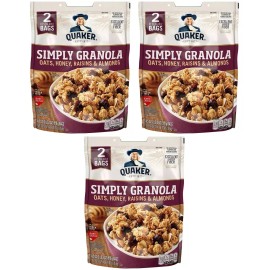 Quaker, Simply Granola, Oats, Honey, Raisins & Almonds 34.5 oz, 2-CT x 3= 6 BAGS