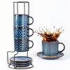 6 OZ Coffee Mugs with Saucer and Stand, Ceramic Espresso