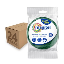 Magitel Esponja Redonda Cuida Uñas Doble Uso 24 Unidades - Fibra Magital no raya, Ideal para limpieza diaria, Esponja multisuperficies cuida uñas, Paquete 24 unidades