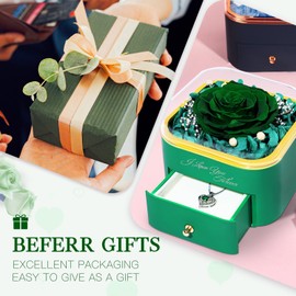 Beferr Gifts for Women Birthday Gifts Preserved Real Rose with Necklace Eternal Roses Forever Flowers for Delivery Prime Mother's Day Mom Gifts for Grandma Daughter Wife Sister