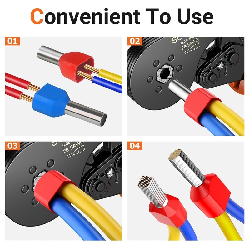 Pack of 1200 Wire End Ferrules Kit, 0.5.16 mm² Insulated