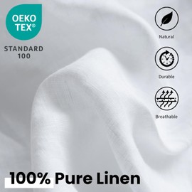 Simple&Opulence 100% Linen Euro Shams Double Stitching Craft (26''x26''), Pack of 2, Basic Style Solid Color Natural Flax Square Throw Pillow Covers - White