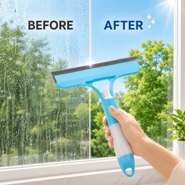 3-in-1 Spray Window Squeegee for Glass Cleaning – Built-In Bottle & Wiping Pad for Car, Home & Shower