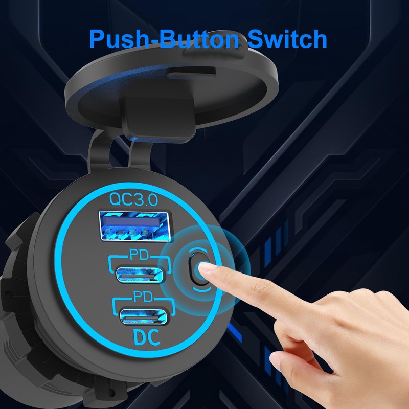 2 Pack USB C Car Charger Socket 12V USB Outlet,