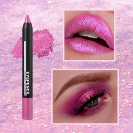 Rose Pink Eye Shadow Crayon Stick, Pearlescent Glitter Cream Eye Pen Pencil, Cool Pink Eyeshadow with Silvery Shimmers, Smooth Easy to Apply for Eyes Makeup Highly Pigmented Eyeliner