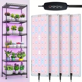 Under Cabinet Grow Light, 616 LEDs Plant Grow Lights for Shelf, with 3/9/12H Timer, 43W Full Spectrum Led Grow Light, 10 Dimmable Levels, for Seedling, Veg, Succulents -4PCS