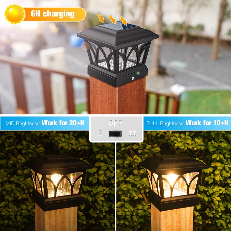 VOLISUN Solar Post Cap Lights Outdoor 8Pack, with Edison LED