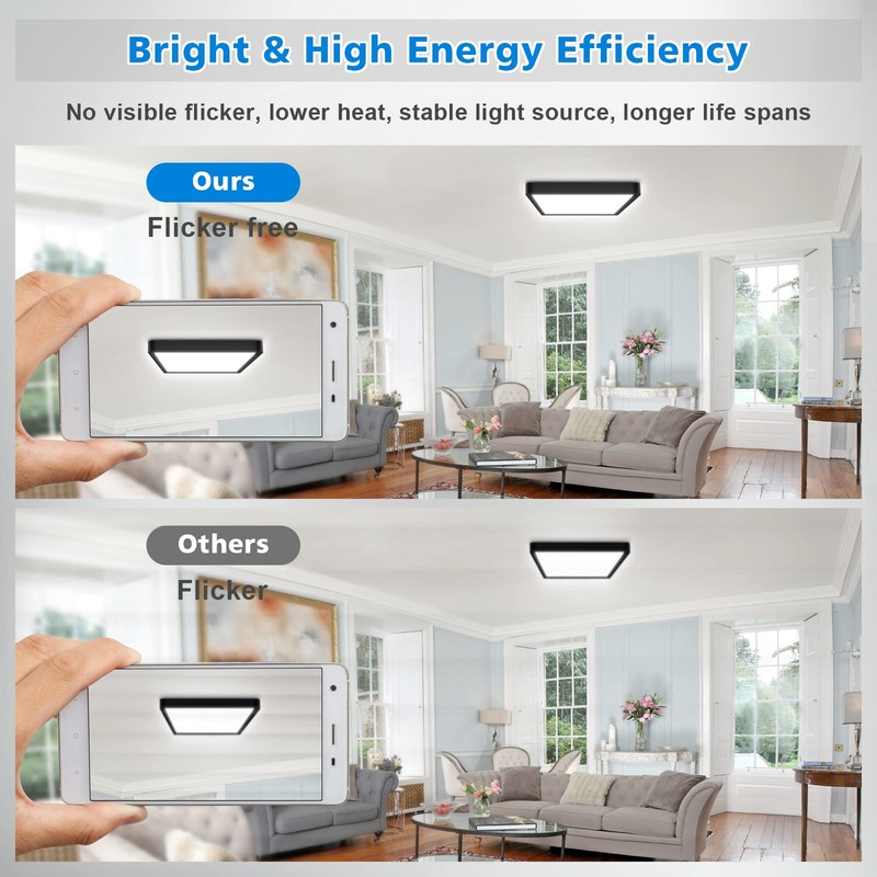 Defurhome LED Ceiling Light,18W 1500LM,100W Equivalent,5000K Daylight White,Waterproof IP54,Flush Mount,
