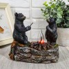 Rustic Forest Father Son Black Bears Making Smores Bonfire Night
