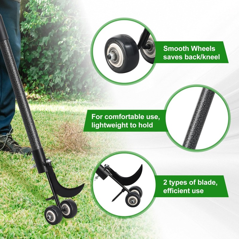 ETICSIPA Crack Weeder Tool with Wheels 5.5FT Metal Crevice Weeding