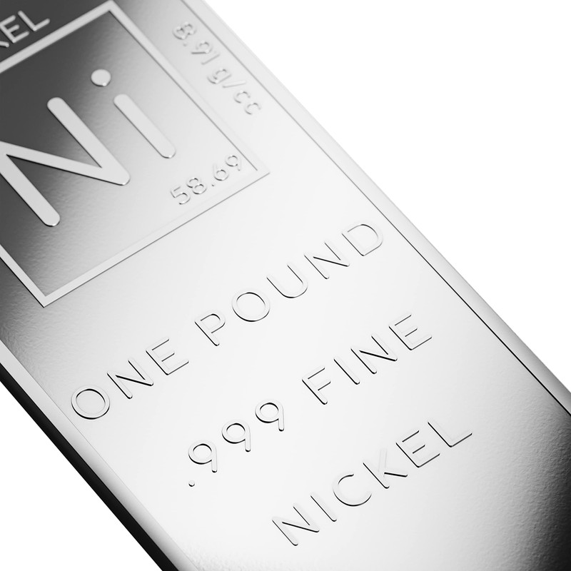 1 Pound .999 Pure Nickel Bar Bullion with Element Design