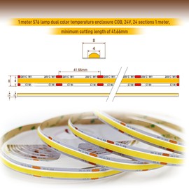 Pandery COB LED Strip Light,CCT Dimmable Strips Light,2700K-6500K,24ft/7.5m,8mm Wide,CRI90+ 24V LED Strips Kit with Bluetooth APP Control/Music Mode,for Bedroom,Kitchen,DIY Lighting