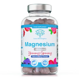 Magnesium Gummies, Providing 180mg Daily dose of Elemental Magnesium from Citrate - 60 Natural Berry Flavour Chewable Yummy Gummies for Better Sleep, Muscle and Nerve Support - UK Made