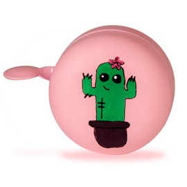 MUGI | Classic Bell for Bicycle and Scooter | Hand-Painted | Handlebars Diameter 18 to 25 mm | Design Pink Cactus | Pink Color | 5.8 cm | Loud and Clear Sound