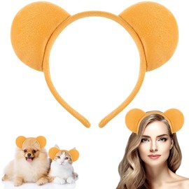 Bear Ears Headband Yellow Bear Ears Headband Animal Ears Headband for Carnival, Cosplay, Birthday (B)