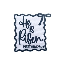 LEMILLE He is Risen Patch, Size 3" Sew On Patches, Coquette Bow God Embroidery Fabric Patches for Clothes Jeans Backpacks Hats, Embroidery Iron On Patches for Clothes, Girly Easter Gifts for Christian
