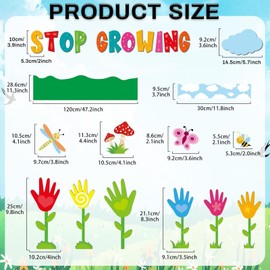 Spring Classroom Bulletin Board Decorations Never Stop Growing Bulletin Board Set Spring Theme Handprint Butterfly DIY Paper Cutouts for Teacher Classroom School Home Kindergarten Supplies