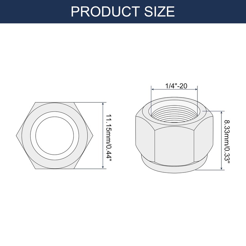 sourcing map 15Pcs 1/4"-20 Nylon Insert Hex Lock Nuts, 316