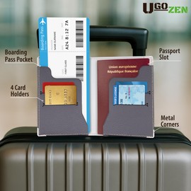 Ugozen Passport Wallet Passport Cover Protector Travel Document Bank Note Boarding Pass Credit Card Protector, black, Casual