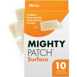 Hero Parches para Acné Mighty Patch Surface, Caja con 10 piezas. Tamaño XL para Brotes de Acné en Áreas Más Grandes. Absorbe las Impurezas, No Contiene Medicamento y Probados Dermatológicamente