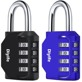 Combination Padlock, [2 Pack] Diyife 4 Digit Locker Lock Weatherproof Lock Outdoor Combination Lock for School Gym Locker,Toolbox, Fence, Hasp, Cabinet(Black & Blue)