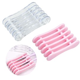PAVIKE Nail Art Brush Holder Set of 2 Gel Nail Brush Holder Nail Tool Plastic Brush Holder Stable and No Rolling 5 Grid Brush Holder (Transparent, Pink)