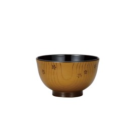 Miyamoto Sangyo 143058 Miyamoto Japan Lacquered Wood Small Soup Bowl, Inner Black, Cherry Blossom
