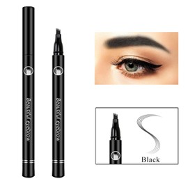 Boobeen 2Pcs Eyebrow Tattoo Pen - Microblading Waterproof Liquid Eyebrow Pencil with Tilted Four-pronged Pen Head Design - Creates Natural Looking Brows Effortlessly and Stays on All Day