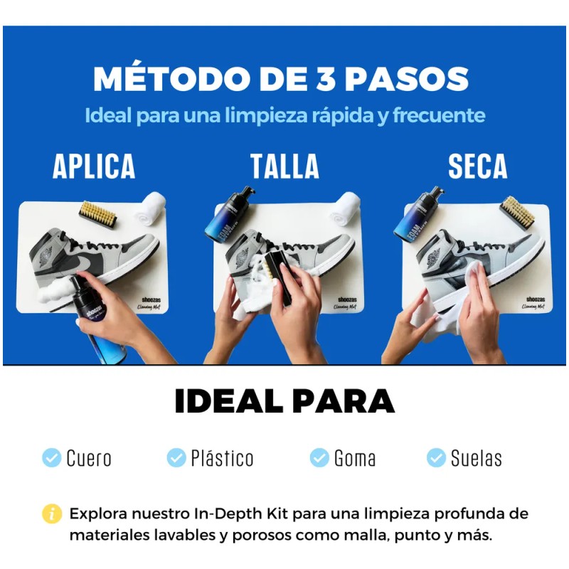 Kit Limpieza De Tenis 4pzs Limpiador Espuma Cepillo Shoozas