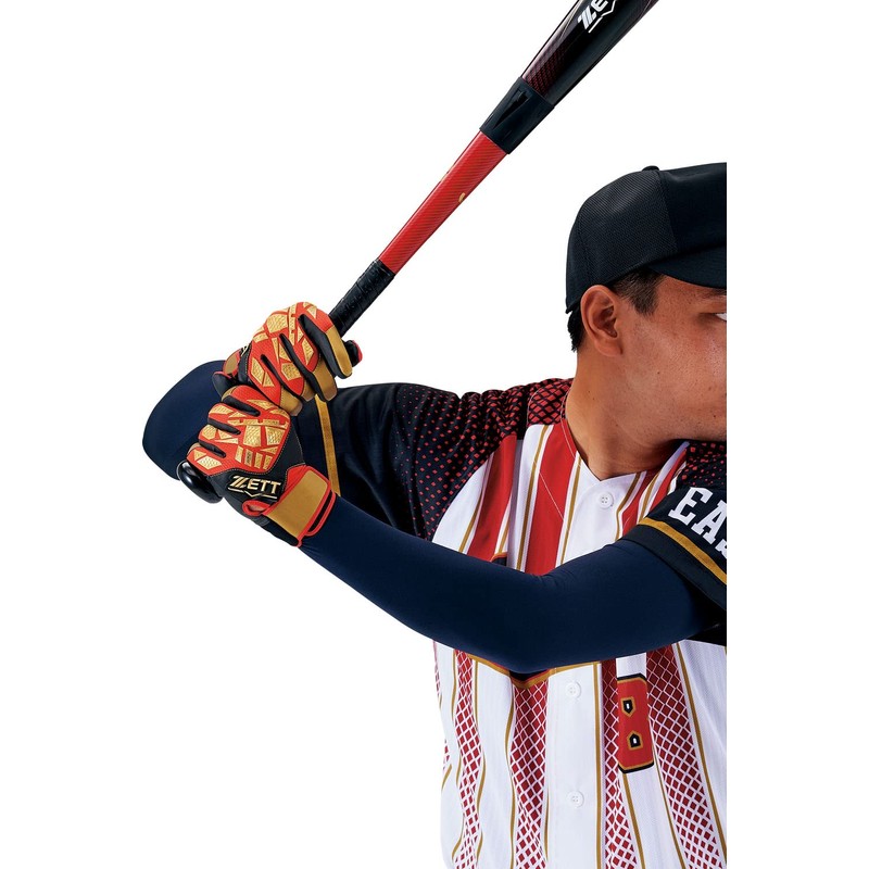 Zett BG798 Batting Gloves, Neo-Status, Ambidextrous, Red x Gold (6482),